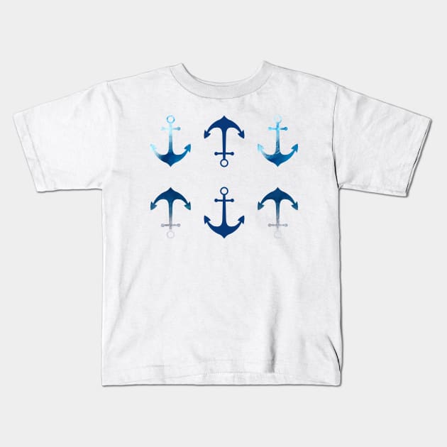 Blue Anchor Stickers Set Kids T-Shirt by themadesigns